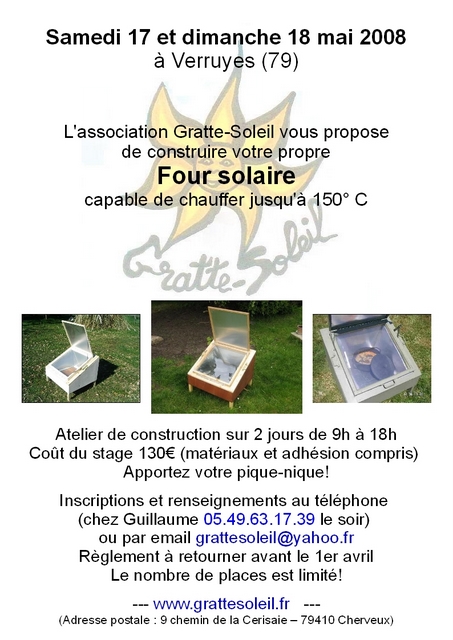 Stage de fabrication d'un cuiseur solaire